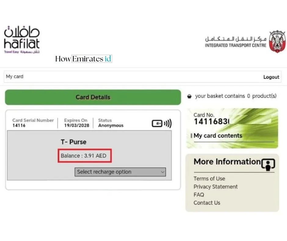 Hafilat Card Balance Check 